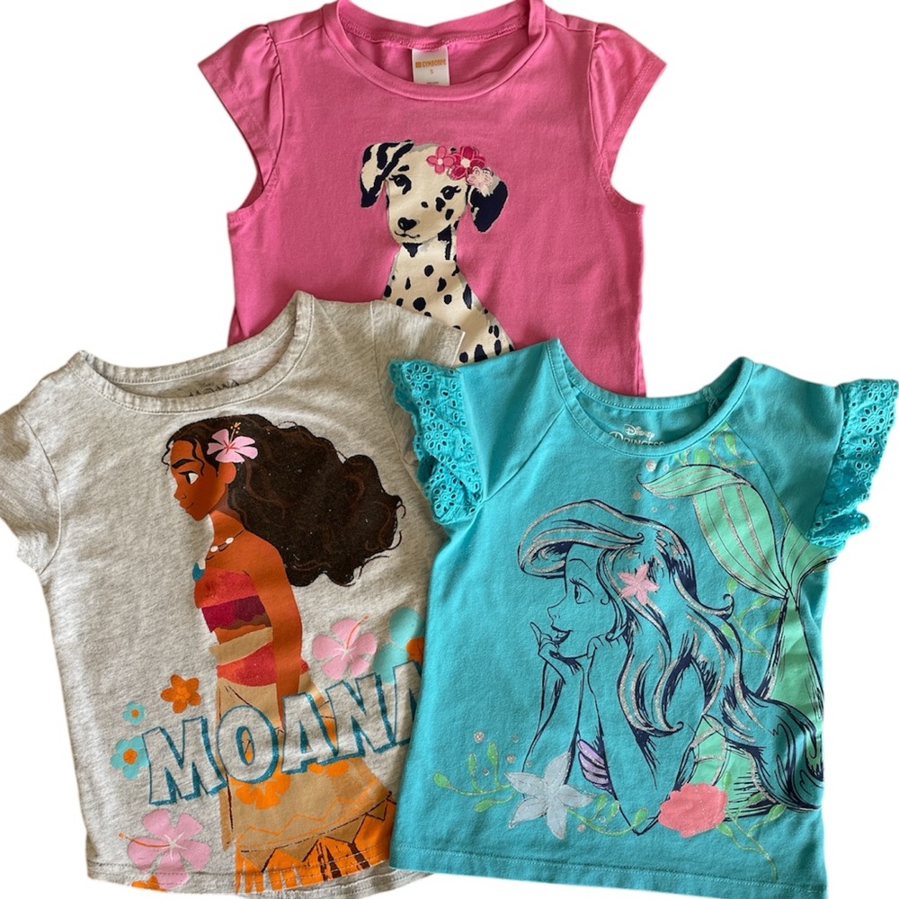 Gymboree and Disney Girls Shirts - Pink, Gray, and Teal